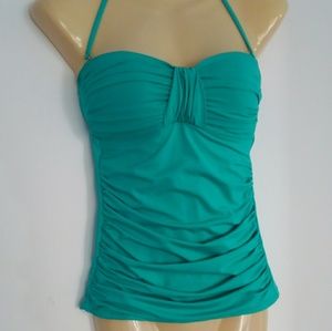La Blanca Tankinii Aqua Rauched Tankini Swim Top Size 4